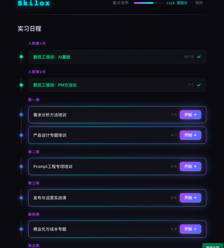 Skilox 产品工作台界面预览